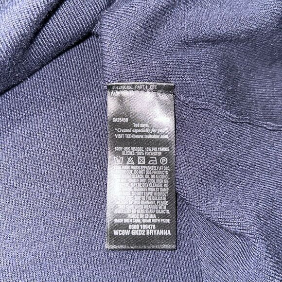 Ted Baker 4 L BRYANNA Navy V-Neck Fine Knit Chiffon Sheer Sleeve Sweater - Picture 11 of 14